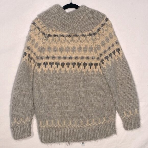 Vintage Genuine Cowichan Hand Knit Full Zip Fair Isle  Wool Sweater M - Picture 2 of 16